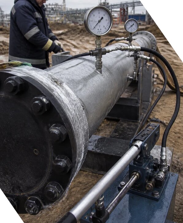 Проведение испытаний трубопроводов на прочность в Стрежевом